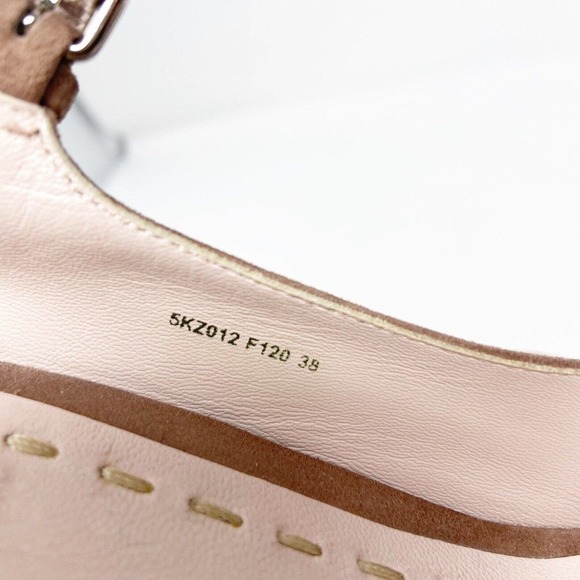 Miu Miu Open Toed T-Strap Tan Suede Wedge Heels Sz 38 (8) - Picture 9 of 9